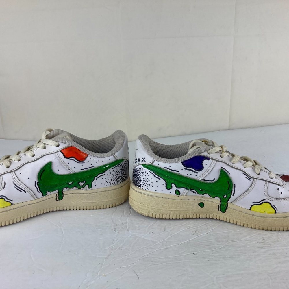 NIKE Air Force 1 AFi Custom Youth Boy Girl Sz 5.5 White Colorful Athletic Shoe - Picture 7 of 11